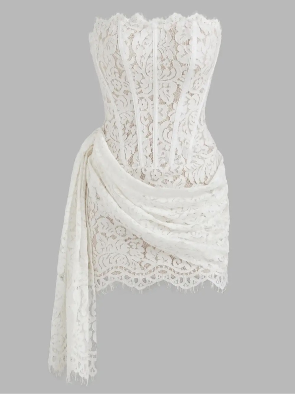 Cider Strapless Lace Mini Dress in Ivory - Picture 5 of 16